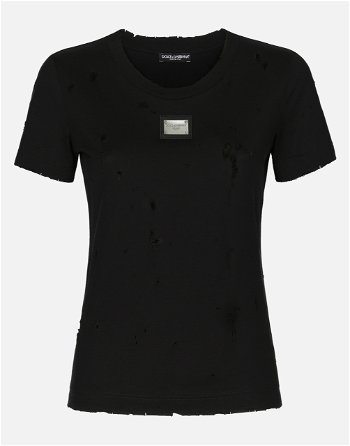 Dolce & Gabbana Jersey T-shirt With Rips And Tag F8T00TG7H4UN0000