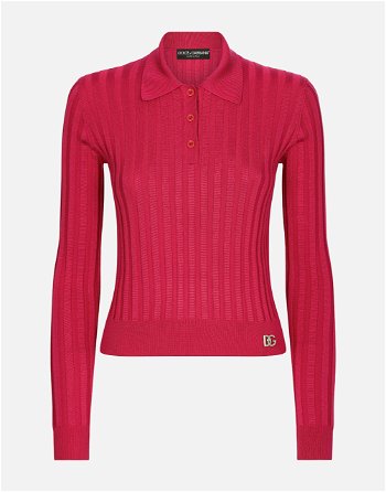 Dolce & Gabbana Cropped Polo Shirt In Ribbed Silk FXL40TJBSE9F4079