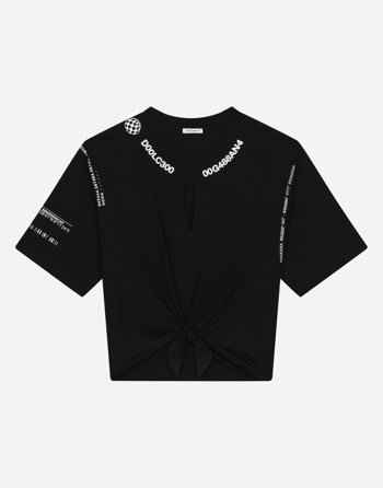 Dolce & Gabbana Jersey T-shirt With Dg Vib3 Logo And Bow L8JTNGG7M6QN0000
