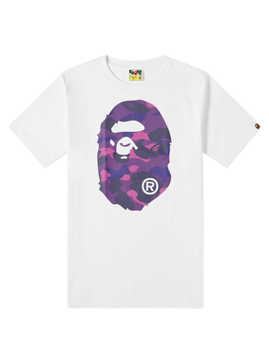 Colour Camo Big Ape Head T-Shirt White/Purple