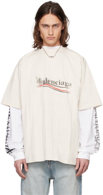 Balenciaga Off-White Political Stencil T-Shirt 764235TQVI59784
