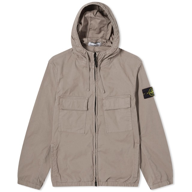 Supima Cotton Twill Stretch-TC Hooded Jacket in Dove Grey