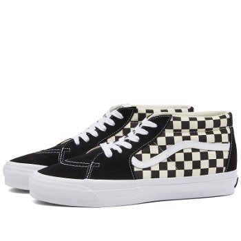 Vans Men's Sk8-Mid Reissue 83 Sneakers in Lx Checkerboard Black/Off White, Size UK 10 | END. Clothing VN000CQQ2BO