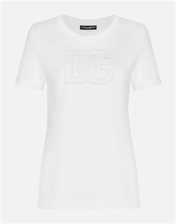 Dolce & Gabbana Jersey T-shirt With Dg Logo Patch F8M68ZGDB9OW0800
