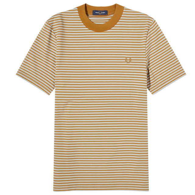 Men's Fine Stripe Heavyweight T-Shirt in Dark Caramel/Silver Blue, Size Small | END. Clothing
