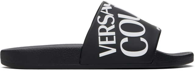 Sneakers και παπούτσια Versace Jeans Couture Black Embossed Pool Slides Μαύρο | E76YA3SQ1E71352