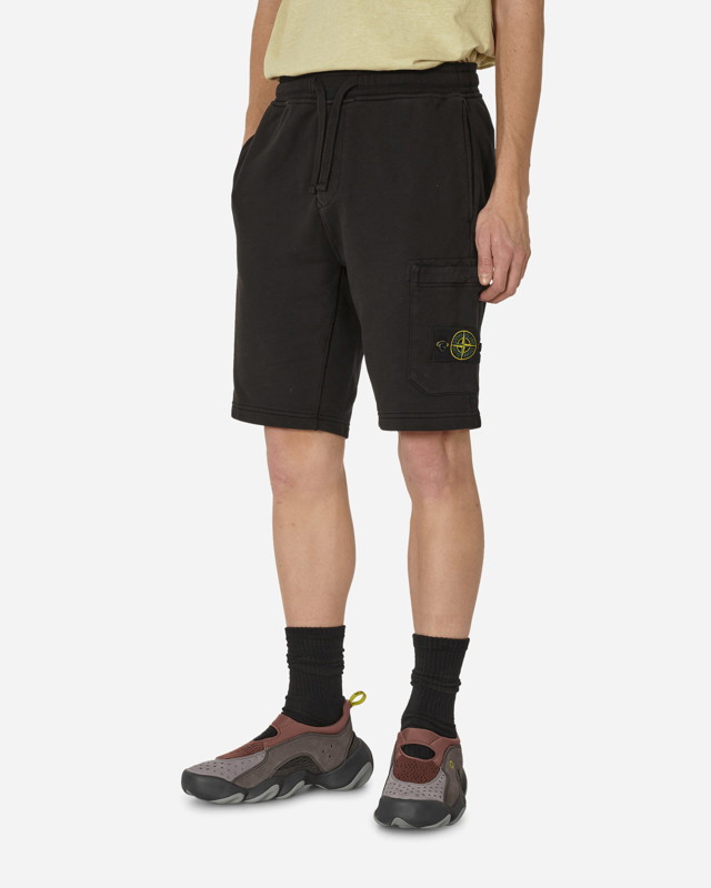 Garment Dyed Cotton Fleece Shorts Black