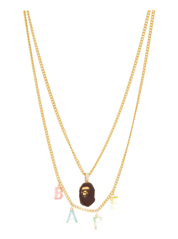 BAPE Ape Head Double Chain Necklace Gold 001GDJ302001L-GLD