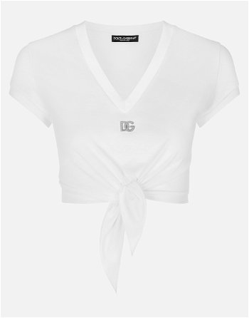 Dolce & Gabbana Jersey T-shirt With Dg Logo And Knot Detail F8U06TFU7EQW0800