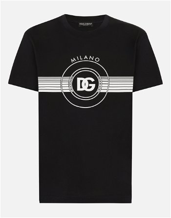 Dolce & Gabbana Short-sleeved Cotton T-shirt With Dg Print - Man T-shirts G8RN8TG7M8WB0665