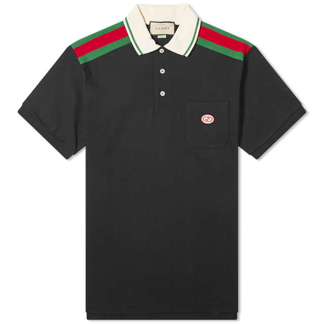 Μπλουζάκι πόλο Gucci GRG Logo Polo Shirt Μαύρο | 737656-XJF4V-1043