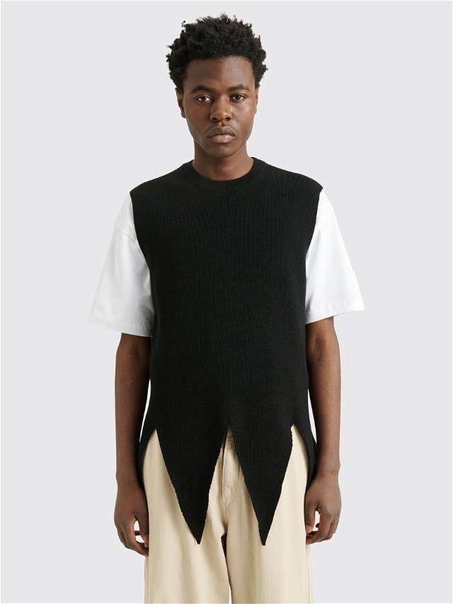 Homme Plus Asymmetrical Knitted Pullover Vest Black